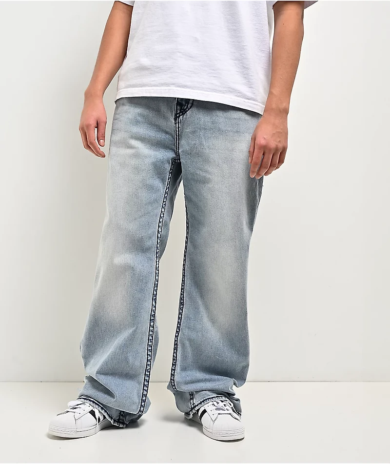 True Religion Vinny Super T Flap Arctic Whisper Light Blue Wash Ultra Baggy Jeans