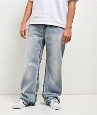 True Religion Vinny Super T Flap Arctic Whisper Light Blue Wash Ultra Baggy Jeans