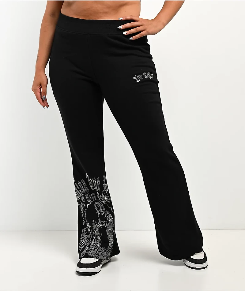 True Religion Virgin Mary Black Mid Rise Bootcut Sweatpants