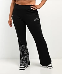 True Religion Virgin Mary Black Mid Rise Bootcut Sweatpants