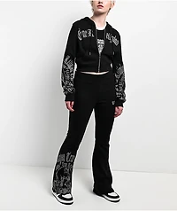 True Religion Virgin Mary Black Mid Rise Bootcut Sweatpants