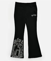 True Religion Virgin Mary Black Mid Rise Bootcut Sweatpants