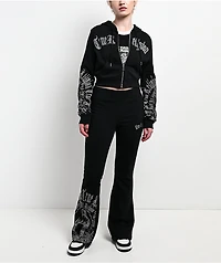 True Religion Virgin Mary Shrunken Black Zip Hoodie