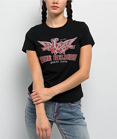True Religion Wing Crystal Black Crop T-Shirt