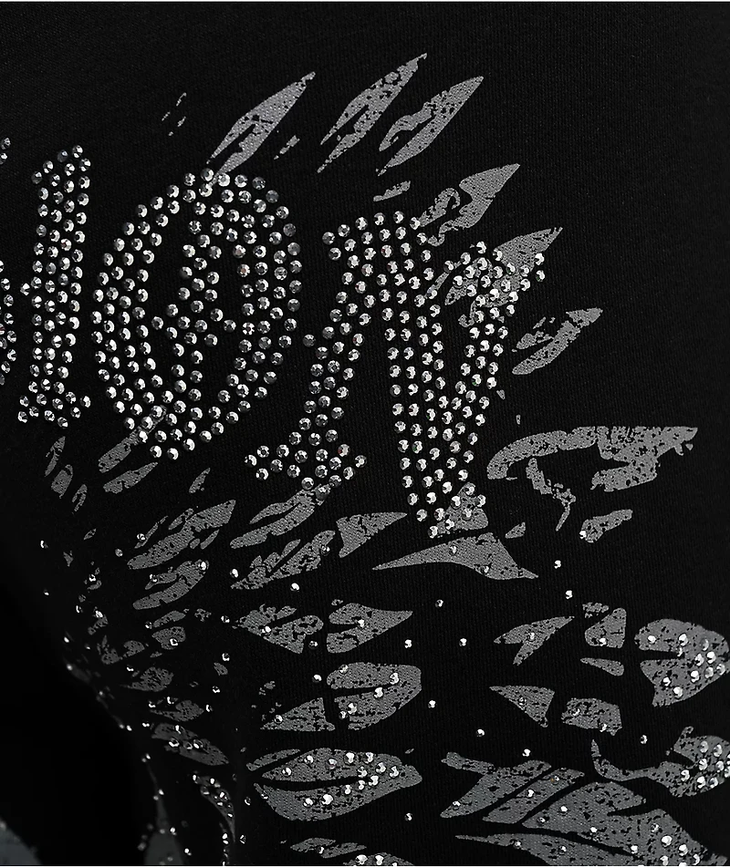 True Religion Winged Crystal Black Baggy Sweatpants