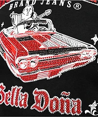 True Religion x Bella Doña Low Rider Crystal Black Crop T-Shirt