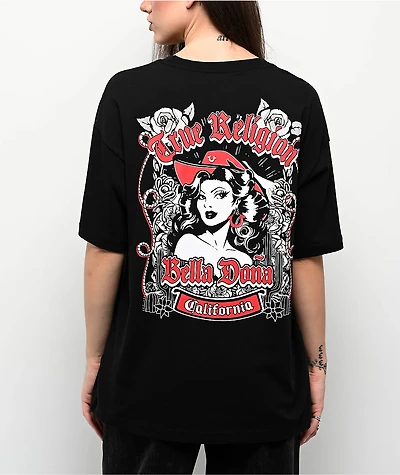 True Religion x Bella Doña Oversized Black T-Shirt