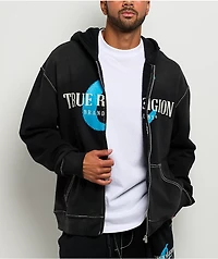 True Religion x Cookies Washed Black Zip Hoodie