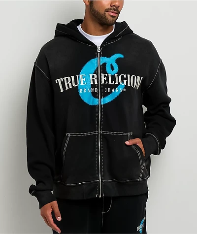 True Religion x Cookies Washed Black Zip Hoodie