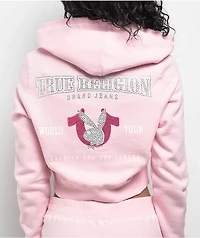 True Religion x Playboy Crystal Pink Crop Zip Hoodie