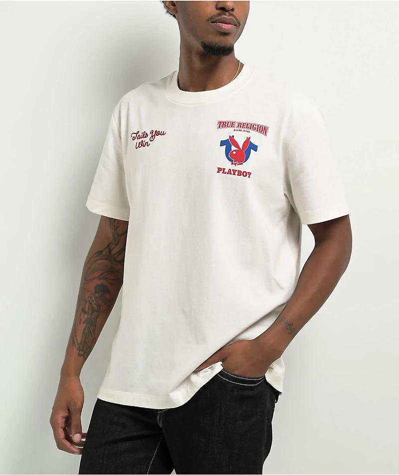 True Religion x Playboy Tails You Win Cream T-Shirt