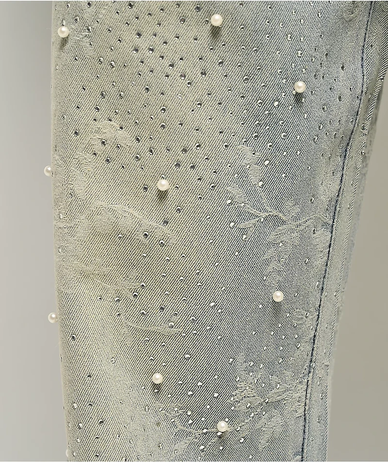 Uncle Ralph Embroidered Print Light Blue Wash Jeans
