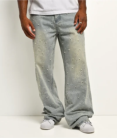 Uncle Ralph Embroidered Print Light Blue Wash Jeans