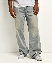 Uncle Ralph Embroidered Print Light Blue Wash Jeans