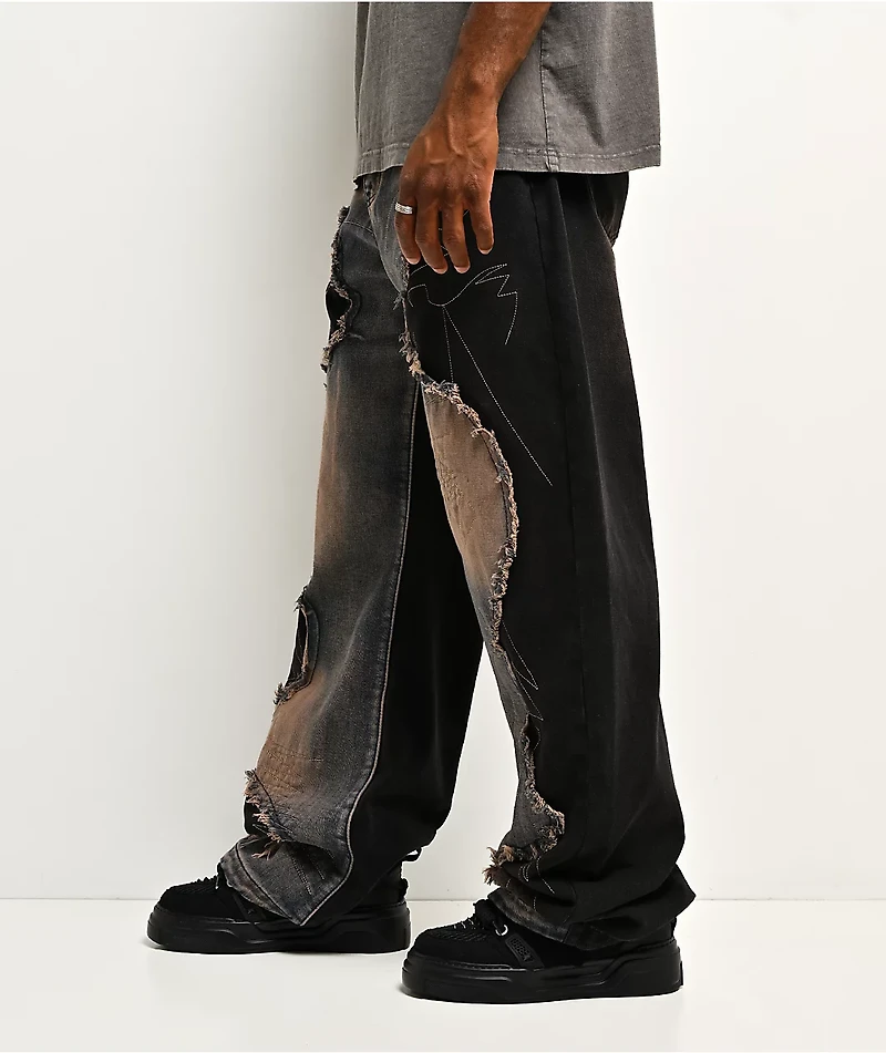 Uncle Ralph Rip And Repair Black & Blue Wash Jeans