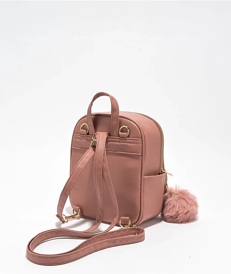 Under1Sky Quilted Heart Charm Pink Mini Backpack