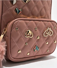 Under1Sky Quilted Heart Charm Pink Mini Backpack