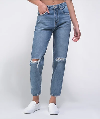 Unionbay Madonna Blue Destructed Mom Jeans