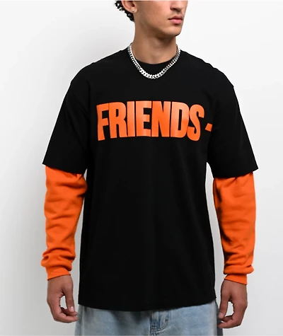 VLONE Friends Black & Orange 2fer Long Sleeve T-Shirt