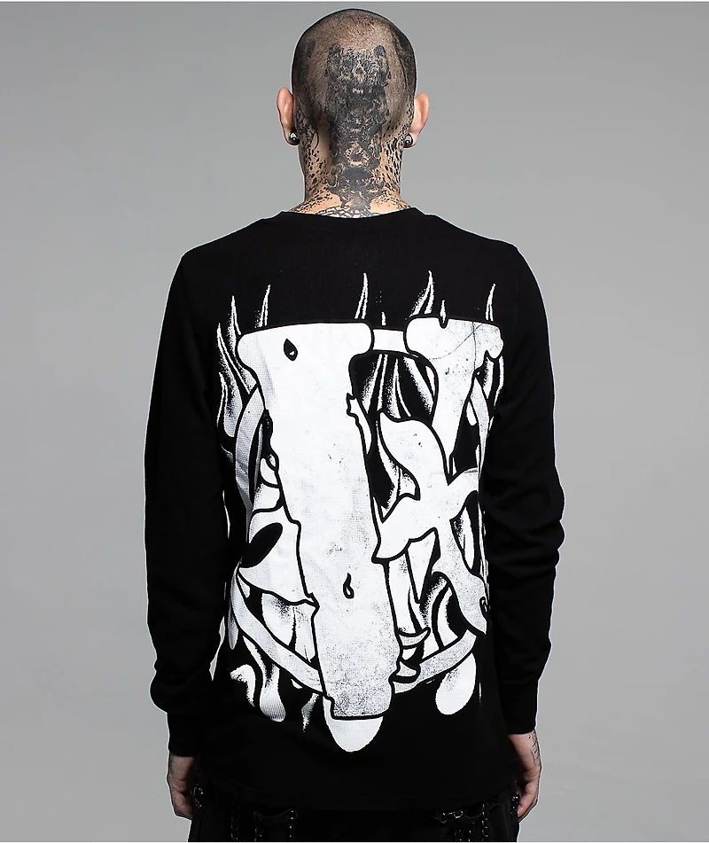 VLONE x LOSTHILLS Skull Black Thermal Long Sleeve T-Shirt