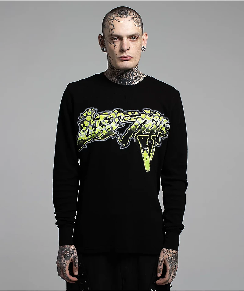 VLONE x LOSTHILLS Slime Grey Wash Thermal Long Sleeve T-Shirt