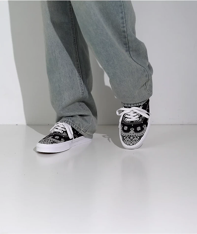 Vans Authentic Bandana Black & White Skate Shoes