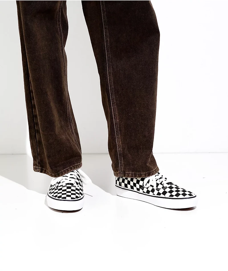 Vans Authentic Checkerboard Black & Off White Skate Shoes