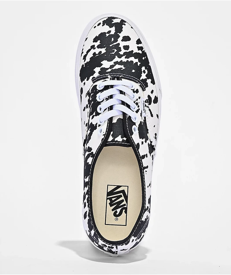 Vans Authentic Cow Print Black & Marshmallow White Skate Shoes