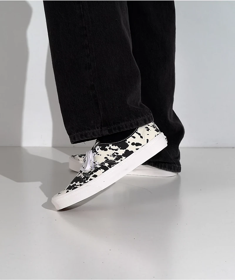 Vans Authentic Cow Print Black & Marshmallow White Skate Shoes