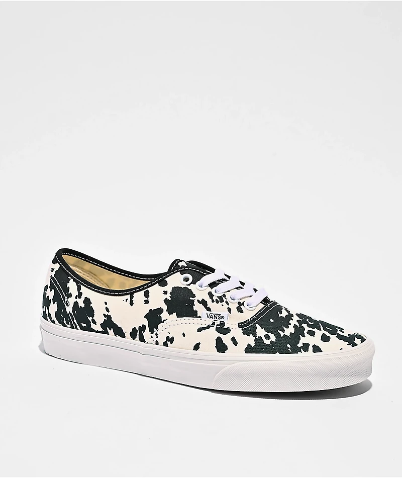 Vans Authentic Cow Print Black & Marshmallow White Skate Shoes