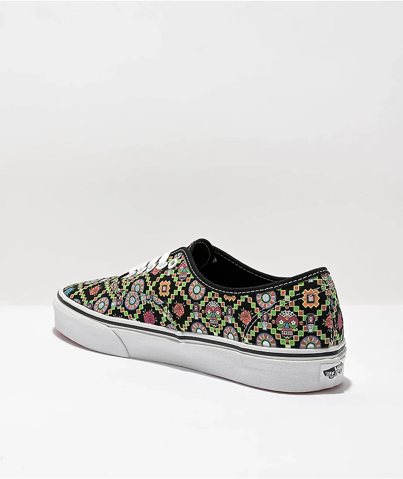 Vans Authentic Dia De Muertos Glow The Dark Black & White Skate Shoes