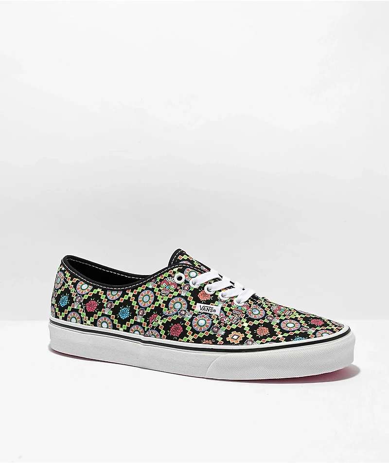 Vans Authentic Dia De Muertos Glow The Dark Black & White Skate Shoes