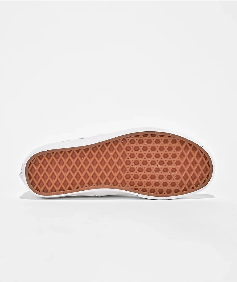 Vans Authentic Floral Embroidery Marshmallow White Skate Shoes