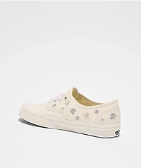 Vans Authentic Floral Embroidery Marshmallow White Skate Shoes