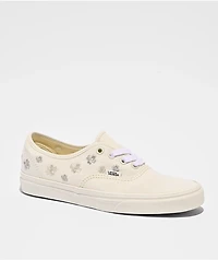 Vans Authentic Floral Embroidery Marshmallow White Skate Shoes
