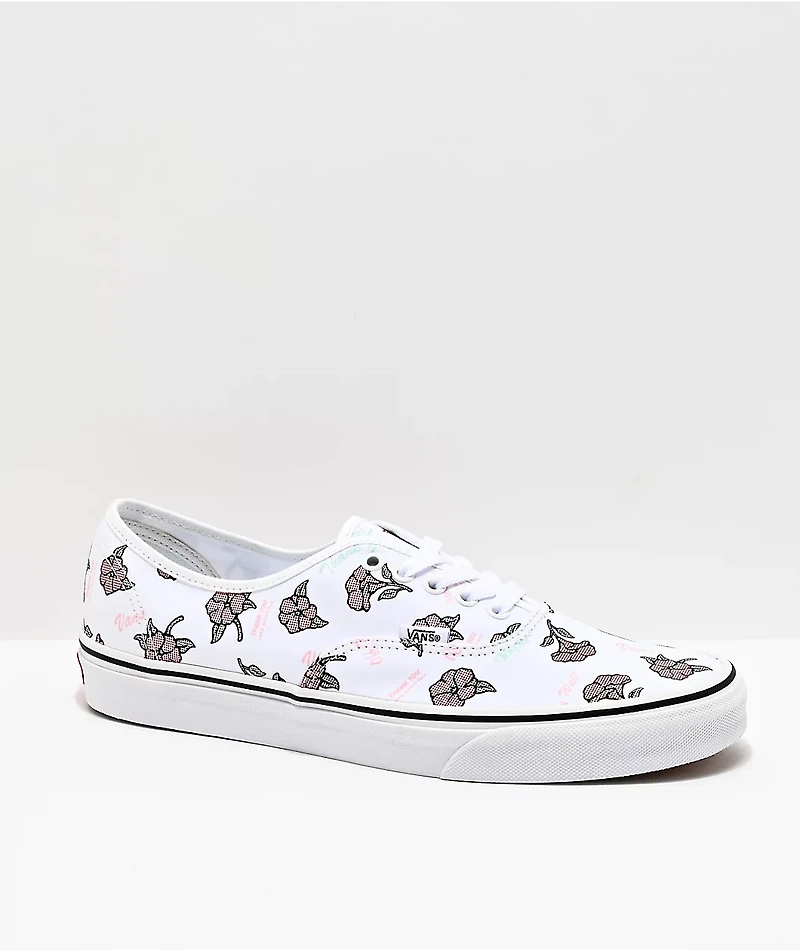 Vans Authentic Thank You White & Floral Skate Shoes