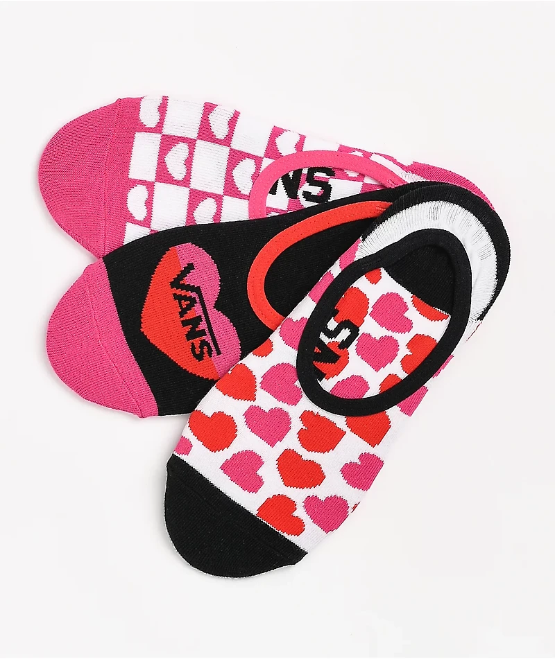 Vans Canoodle Lola Hearts 3 Pack No Show Socks