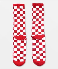Vans Checkerboard II Red & White Crew Socks