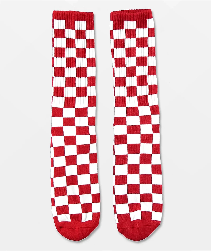Vans Checkerboard II Red & White Crew Socks