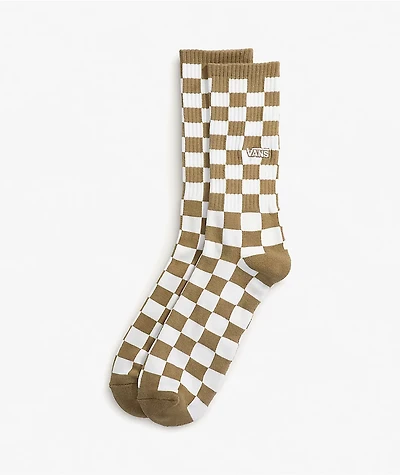 Vans Checkerboard Olive Brown Crew Socks