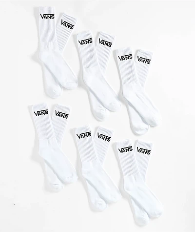 Vans Classic  6-Pack White Crew Socks