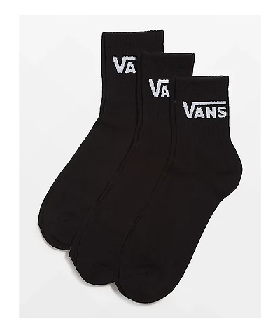 Vans Classic 3 Pack Black Quarter Crew Socks