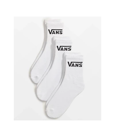 Vans Classic 3 Pack White Quarter Crew Socks