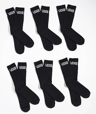 Vans Classic 6-Pack Black Crew Socks