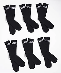 Vans Classic 6-Pack Black Crew Socks