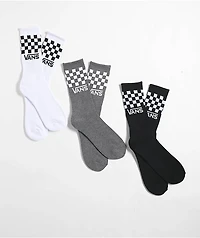 Vans Classic Black & White Checkered 3 Pack Crew Socks