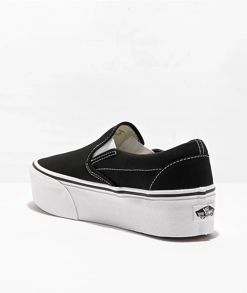 Vans Classic Black & White Slip On Stackform Skate Shoes