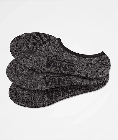 Vans Classic Canoodle Heather Black 3 Pack No Show Socks