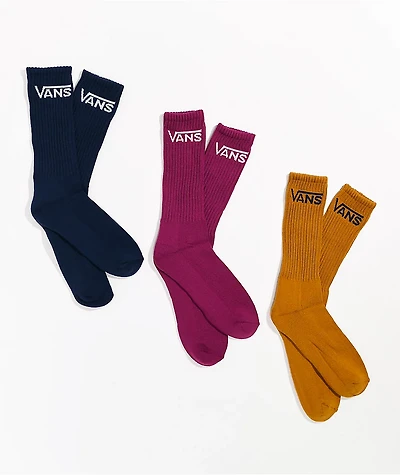 Vans Classic Raspberry 3 Pack Crew Socks