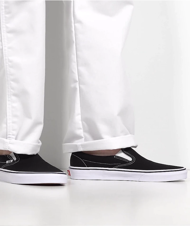 Vans Classic Slip On Black & White Shoes